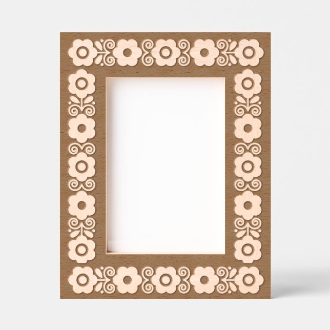 Marcos Grabados Flower Power Etched Wood Frame Engraved Frames (Anverso)