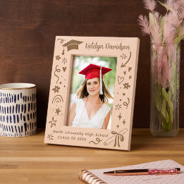 Marcos Grabados Foto de graduación con Doodle personalizado