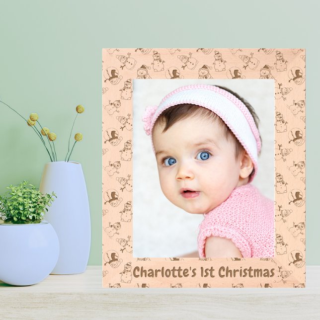 Marcos Grabados Foto del primer Navidad del bebé | Patrón de muñec (Living Room)
