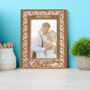 Marcos Grabados Frontera de follaje de tambores y ardillas