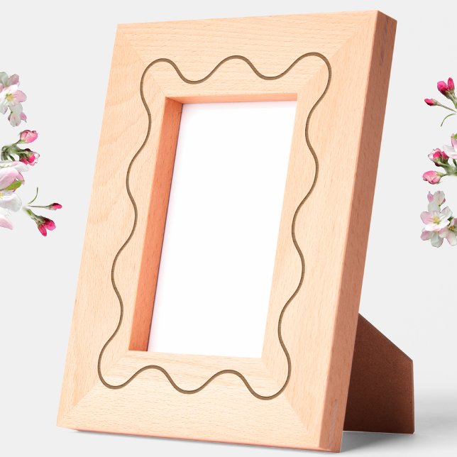 Marcos Grabados Geométrico ondulado moderno (Simple modern wavy pattern etched wooden photo frame)