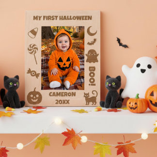 Marcos Grabados Halloween Personalizado Lindo Mi Primer Halloween