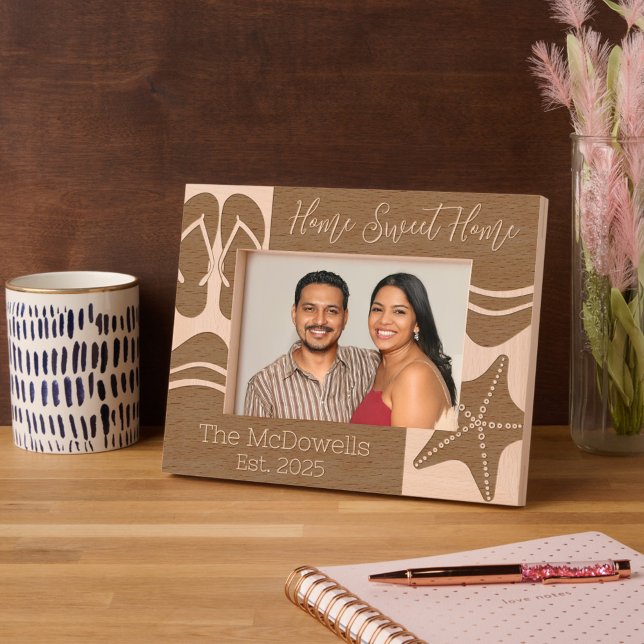 Marcos Grabados Hogar Sweet Home Beach Theme (Beach Themed Personalized Frame)