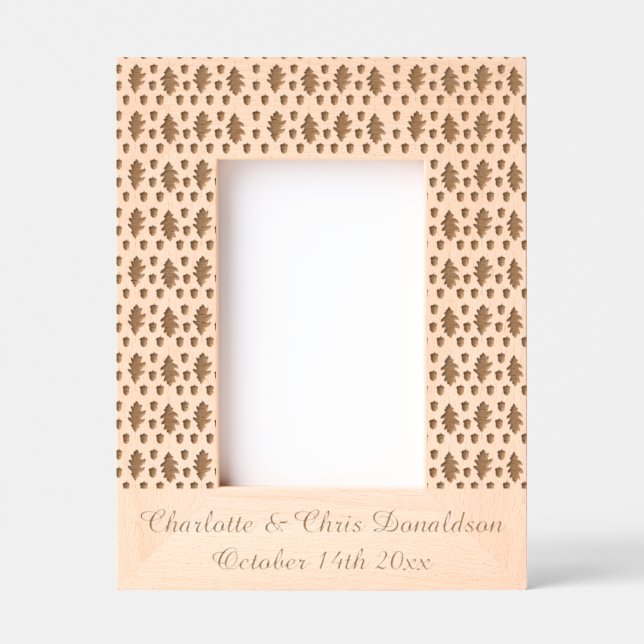 Marcos Grabados Hojas de roble y maíz Personalizado Boda otoño (Anverso)