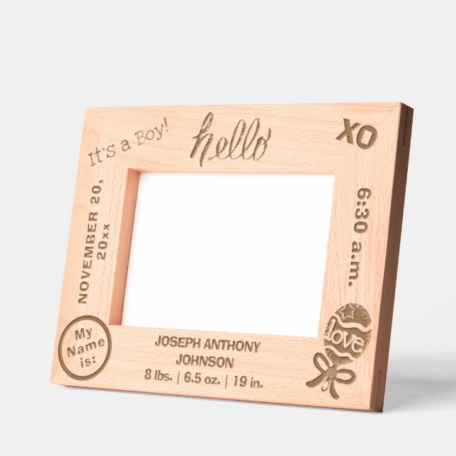 Marcos Grabados Hola es un nombre de niño 6 x 4, 7 x 5 foto (Izquierda)