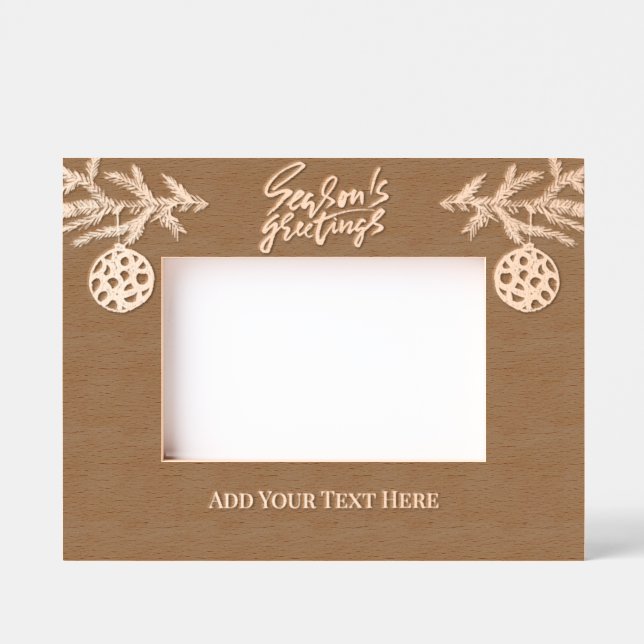 Marcos Grabados Holiday Seasons Greetings Fir Branch Custom Text (Anverso)