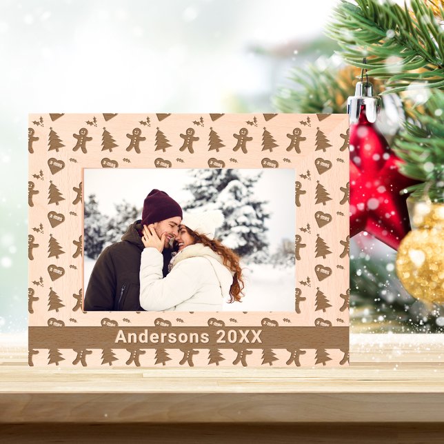 Marcos Grabados Hombre de pan de jengibre, árbol de Navidad, coraz (Gingerbread Man, Christmas Tree, Hearts & Name 7x5 Etched Frames)