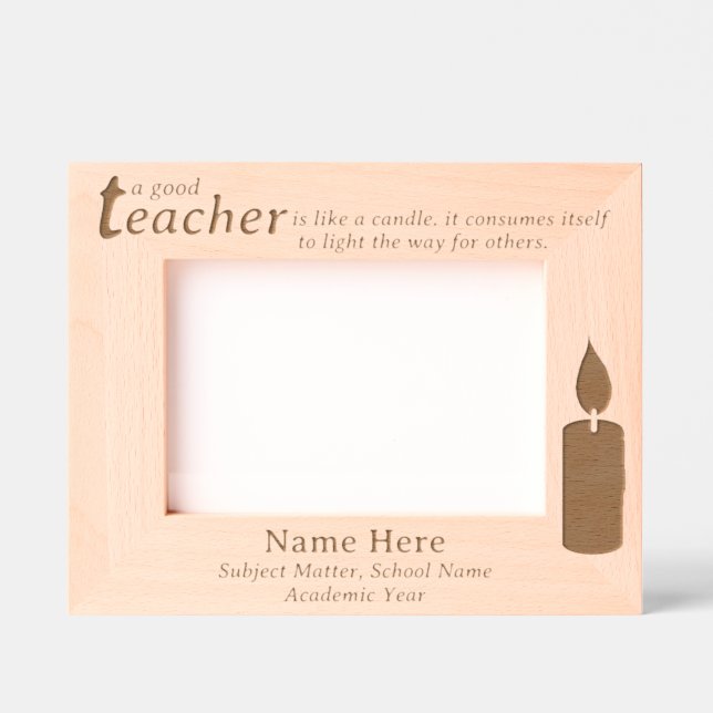 Marcos Grabados Inspirational Teacher Candle and Custom Name, Text (Anverso)