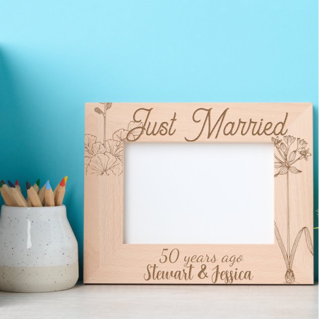 Marcos Grabados Just married 50 year ago wedding anniversary  (Subido por el creador)