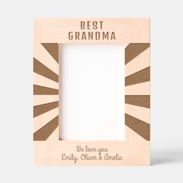 Marcos Grabados La mejor abuela personalizada Sun Burst Keepsake (Anverso)