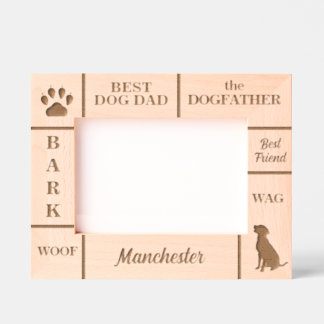 Marcos Grabados Landscape 7x5 MEJOR Dog DAD Nombre personalizado d