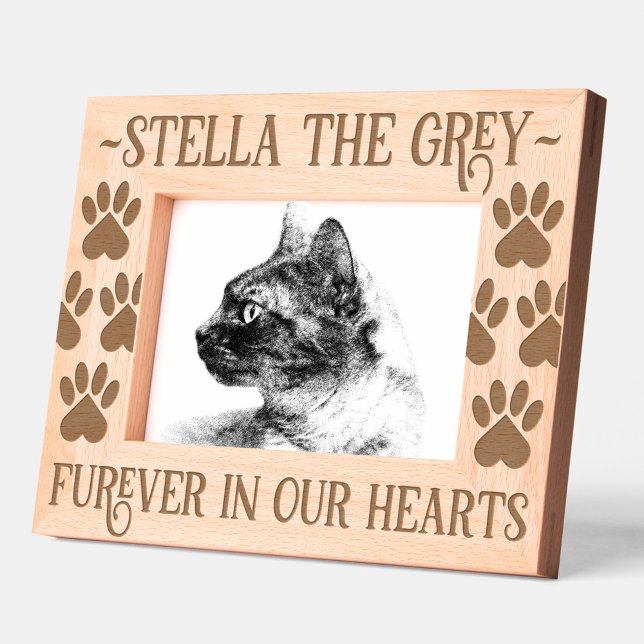 Marcos Grabados Las pinturas conmemorativas de los mascotas se imp (Pet Memorial Paw Prints Furever in Our Hearts 7x5 Etched Picture Frame Cover Photo 1)