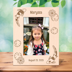 Marcos Grabados Lirio japonés de agua de pescado Koi 5x7