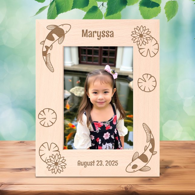 Marcos Grabados Lirio japonés de agua de pescado Koi 5x7 (Subido por el creador)