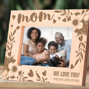 Marcos Grabados Mamá Te Amamos Regalo Personalizado Floral