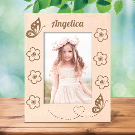 Marcos Grabados Mariposas y flores Nombre personalizado 5x7