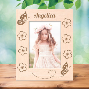 Marcos Grabados Mariposas y flores Nombre personalizado 5x7