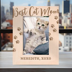 Marcos Grabados Mejor Mamá de Gatos Personalizada
