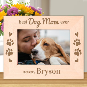 Marcos Grabados Mejor MOM DOG - Fotografía de madera personalizada