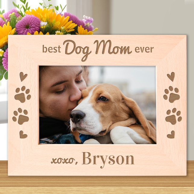 Marcos Grabados Mejor MOM DOG - Fotografía de madera personalizada (Subido por el creador)