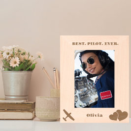 Marcos Grabados Mejor Personalizado piloto y aeroplano y corazón d