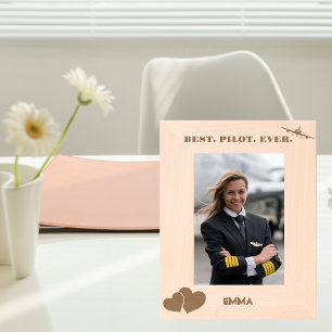 Marcos Grabados Mejor Personalizado piloto y aeroplano y corazón d