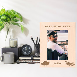 Marcos Grabados Mejor Personalizado piloto y aeroplano y corazón d