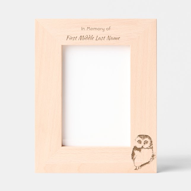 Marcos Grabados  Memorial Keepsake Cute Owl Bird (Anverso)