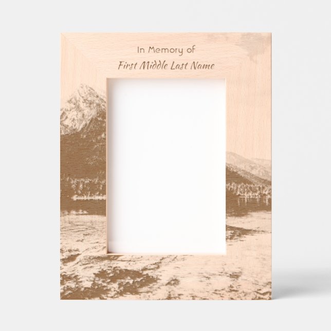 Marcos Grabados Memorial Keepsake Mountain Lake Landscape  (Anverso)