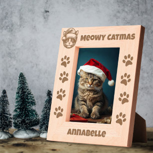 Marcos Grabados Meowy Catmas Nombre personalizado Cat Santa
