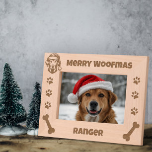 Marcos Grabados Merry Woofmas Navidades Santa Dog Nombre personali