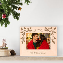 Marcos Grabados Monogram Holly Frame First Christmas as Mr & Mrs