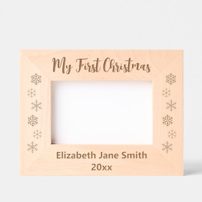 Marcos Grabados My First Christmas & Baby's Name Year Snowflakes (Anverso)