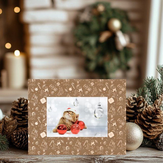 Marcos Grabados Navidades Cat Wooden (christmas cat wood laser frame )
