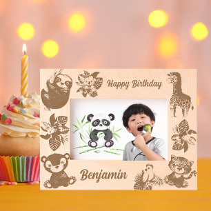 Marcos Grabados Niños Regalo de cumpleaños de animales de la selva