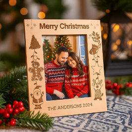 Marcos Grabados Nombre de familia personalizado Feliz Navidad