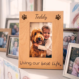 Marcos Grabados Nombre de Perro Personalizado Viviendo la Mejor Vi