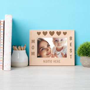 Marcos Grabados Nombre personalizado, mejor mamá con cinco corazon