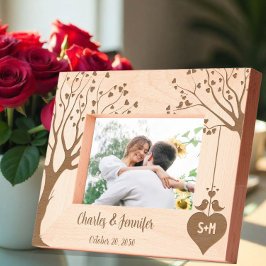 Marcos Grabados Nombres de Pareja con Monograma y Diseño de Árbol