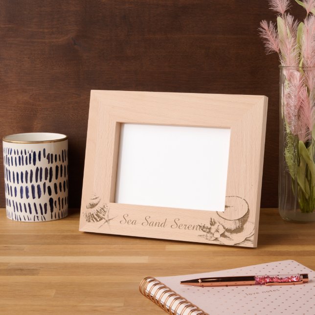 Marcos Grabados Ocean Beach Tropical Flower Coconut Starfish (Izquierda)