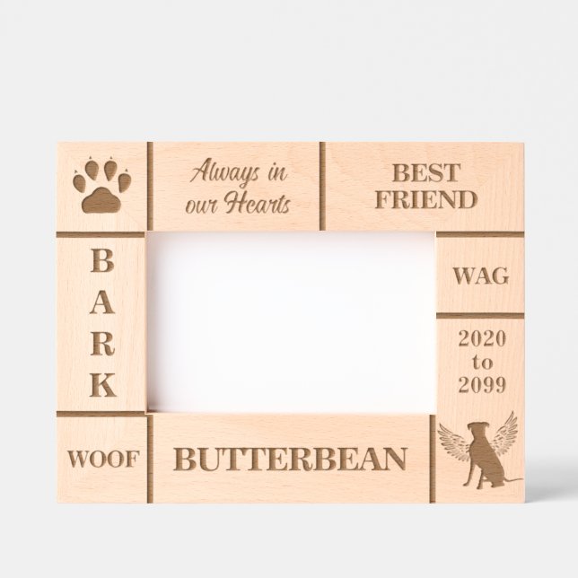 Marcos Grabados Paisaje 6x4 Mascota Memorial Angel Dog Nombre Año (Anverso)