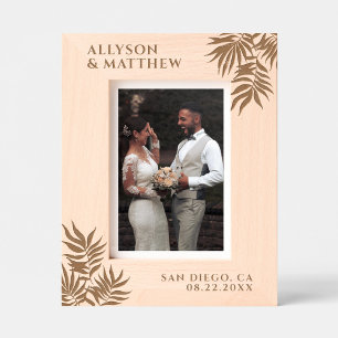 Marcos Grabados Palm tropical deja nombres personalizados Boda de