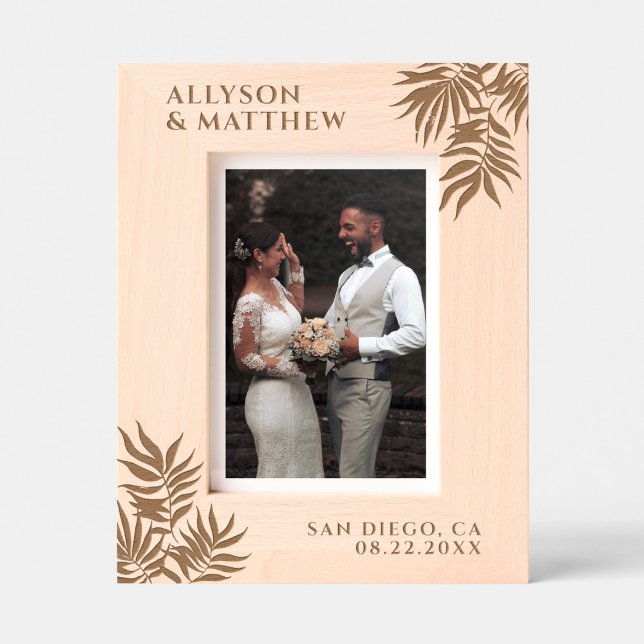 Marcos Grabados Palm tropical deja nombres personalizados Boda de  (Subido por el creador)