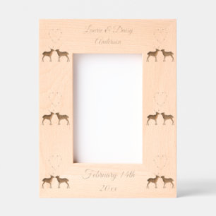 Marcos Grabados Pareja de ciervos y boda personalizada de corazón