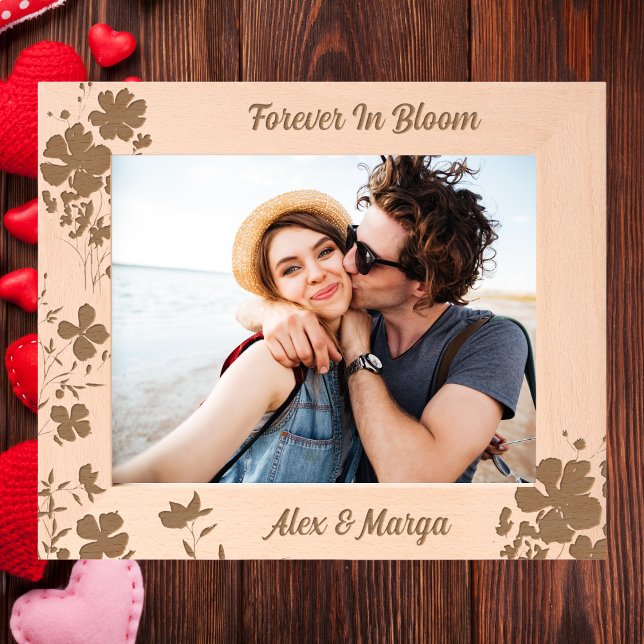 Marcos Grabados Parejas regalo personalizado Madera floral de made (Subido por el creador)