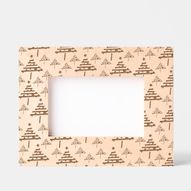 Marcos Grabados Patrón de árbol de Navidad blanco negro moderno (Anverso)