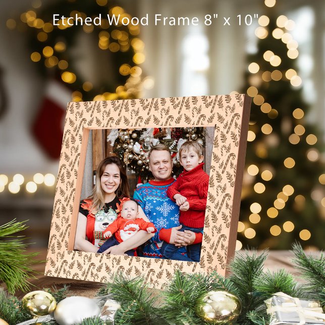 Marcos Grabados Patrón de bastón de navidades 10x8 (Christmas Candy Cane Pattern 10x8 Etched Frames)
