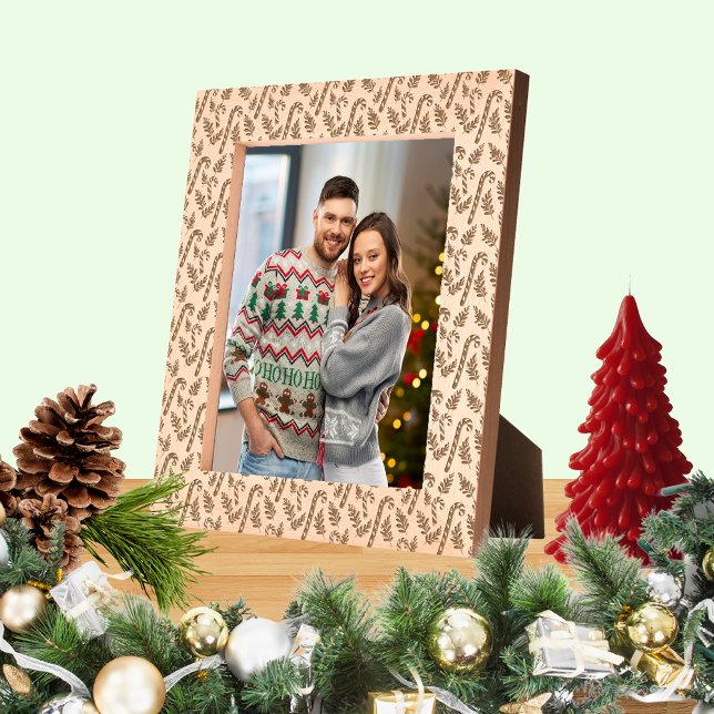 Marcos Grabados Patrón de bastón de navidades 8x10 (Christmas Candy Cane Pattern 8x10 Etched Frames)