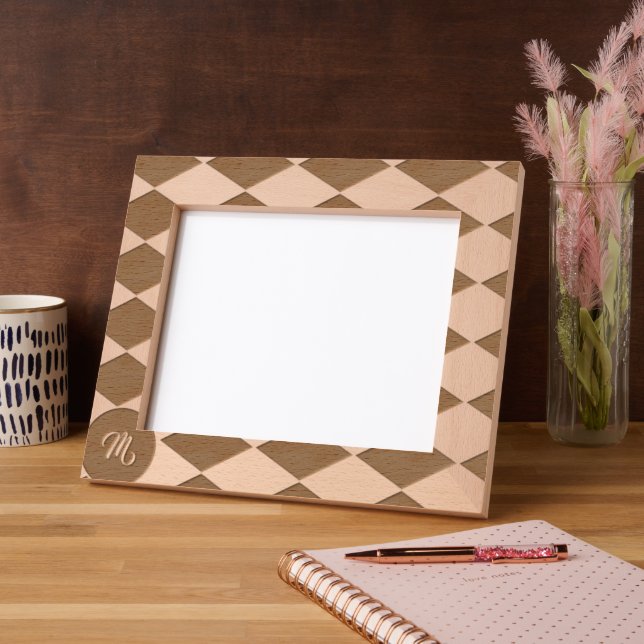 Marcos Grabados Patrón de diamante blanco y negro (Izquierda)