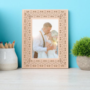 Marcos Grabados Patrón de flor y follaje Rosa Art Nouveau